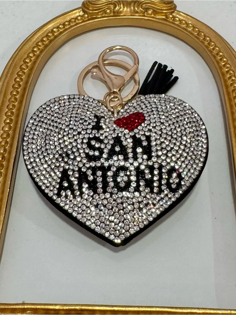 New Crystal Heart Keychain I ❤️ San Antonio
